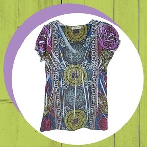Unity World Wear Multicolored and Figured Top Women Medium